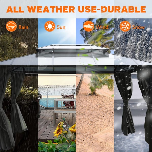 VEIKOUS 13 ft. x 10 ft. Polycarbonate Double Top Gazebo with
