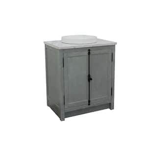 Plantation31 in. W x 22 in. D Bath Vanity in Gray with Marble Vanity Top in White with White Round Basin