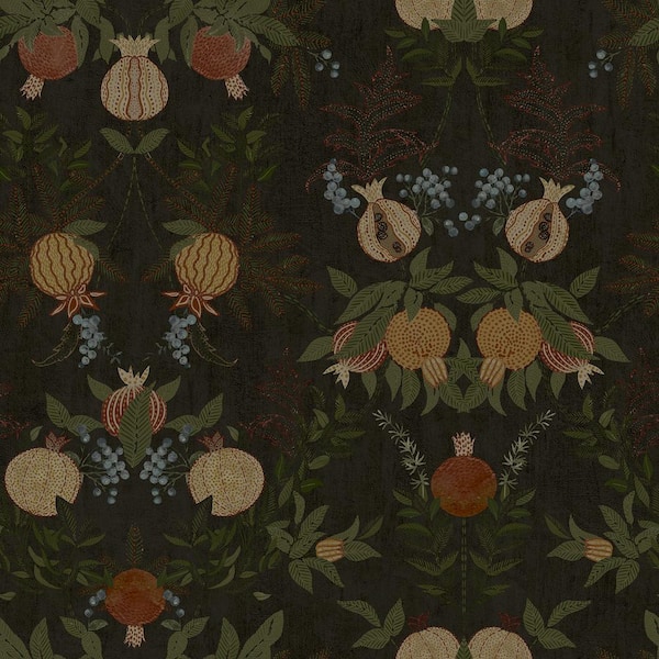 CHRIS LOVES JULIA 8 in. x 10 in. Melograno Grey Cinder Damask Peel and Stick Wallpaper Sample