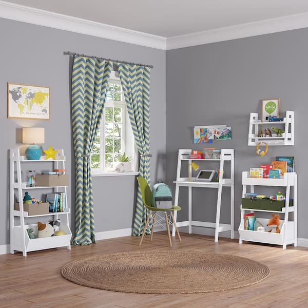 RiverRidge Home 24 in. Wide White Ladder Shelf Toy Organizer and