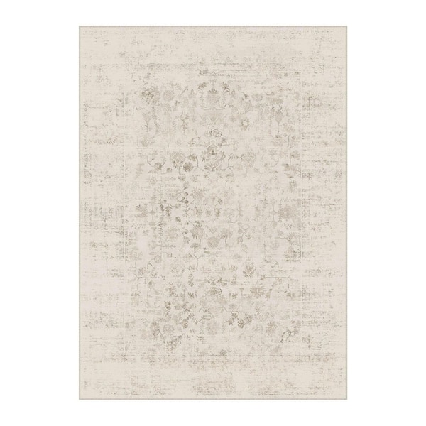 Backyard Garden Brown 9 ft. x 12 ft. Vintage Distressed Washable Area Rug