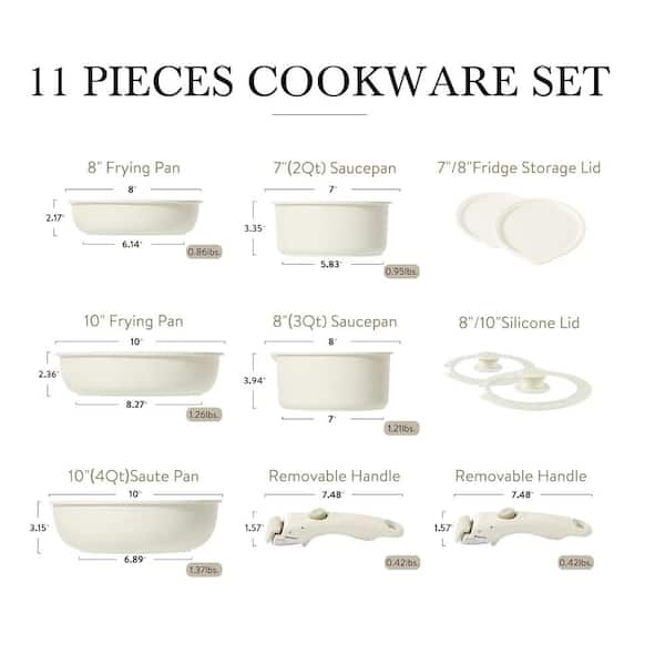 Aoibox 11-Pieces Cream White Granite Induction Non-Stick Cookware Set with  Removable Handle SNPH002IN446 - The Home Depot