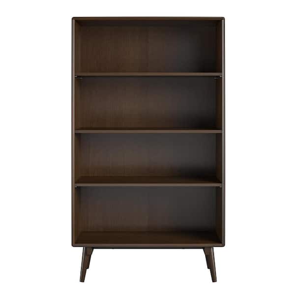 Novogratz Brittany 54.75 in. Walnut 4-Shelf Standard Bookcase