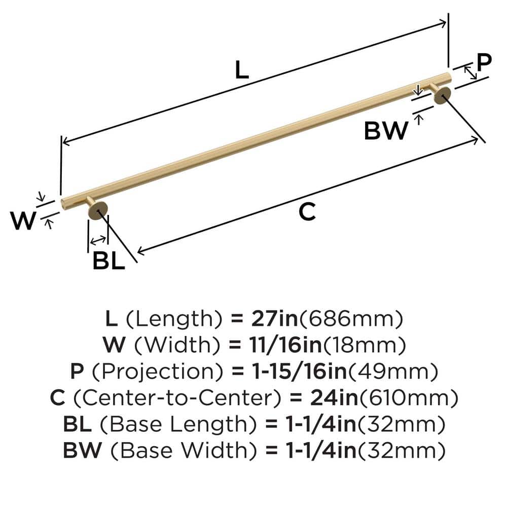 Champagne Bronze 27" Modern Appliance Pull with Mounting Hardware