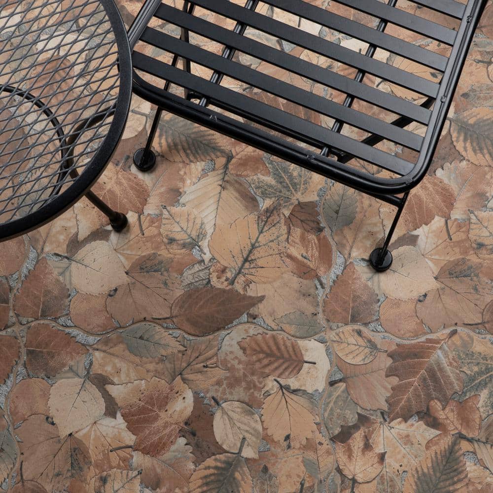 Autumn Leaf Patterned 18x18 Matte Porcelain Tile