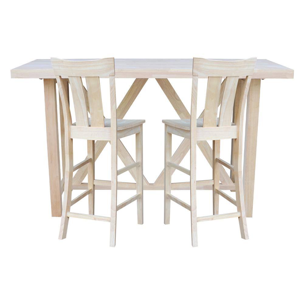 3-Piece Light Wood Bar Height Dining Set with Splat Back Stools