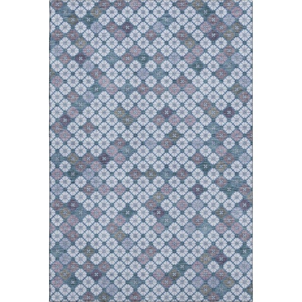 Mayfield Premium Machine Washable Abstract AMF1837 Sky 3 ft. x 4 ft. Area Rug