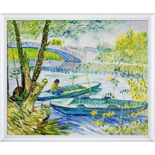 LA PASTICHE Fishing in Spring, The Pont de Clichy by Vincent Van Gogh Moderne Framed Sports Painting Art Print 22.75 in. x 26.75 in.