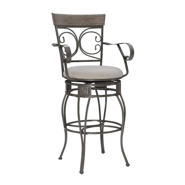Linon Home Decor Labelle Pewter Big & Tall Arm Counter Stool