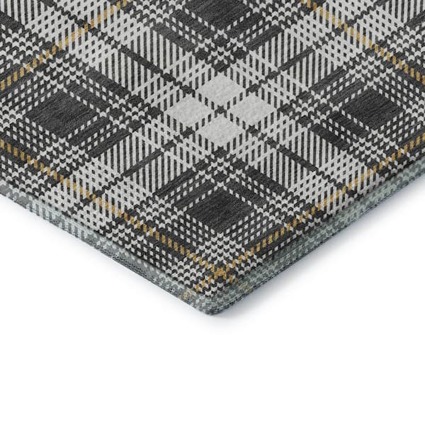 Mayfield Premium Machine Washable Abstract AMF993 Charcoal 8 ft. x 10 ft. Area Rug