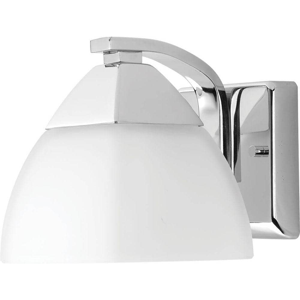 Polished Chrome 1-Light Vanity with Etched Glass Shade