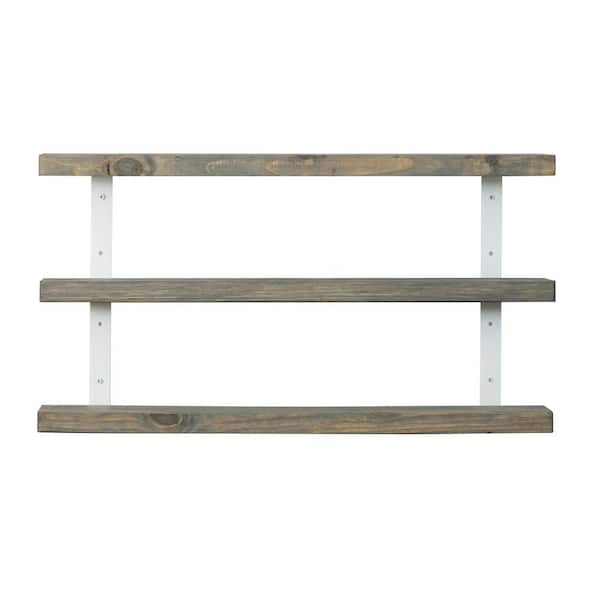 Del Hutson Designs 36 in. Gray Grace Chic 3-Tier Floating Shelf