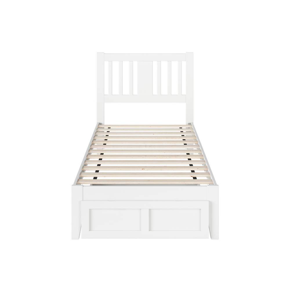 Tahoe Twin Mission White Wood Bed with Storage Drawer & USB Charger