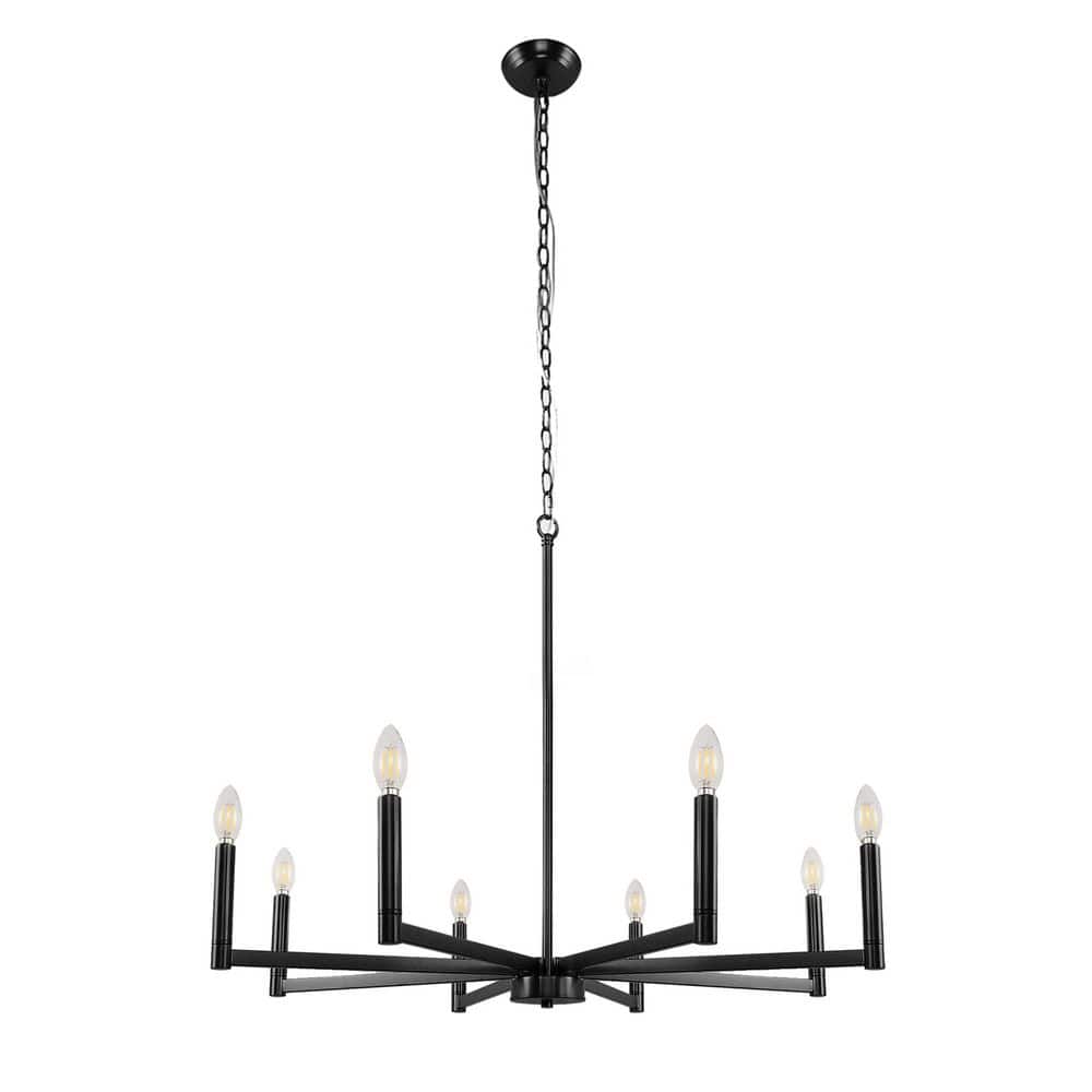 Emeritpro 8-Light Black Candelabra Chandelier with E12 Base for