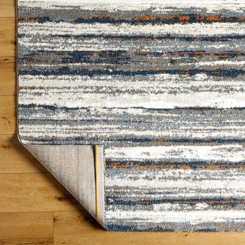 Osaka Blue and Gray Abstract 5'3" x 7' Area Rug