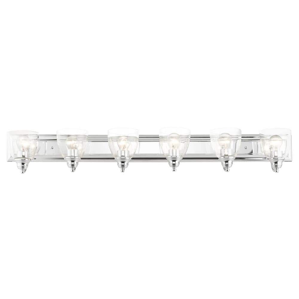 Polished Chrome 6-Light Vanity with Clear Glass Shades