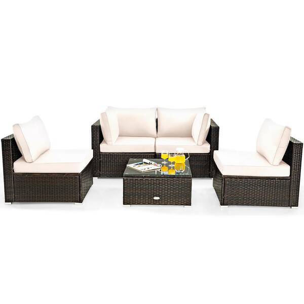 maevea rattan effect 4 seater coffee set