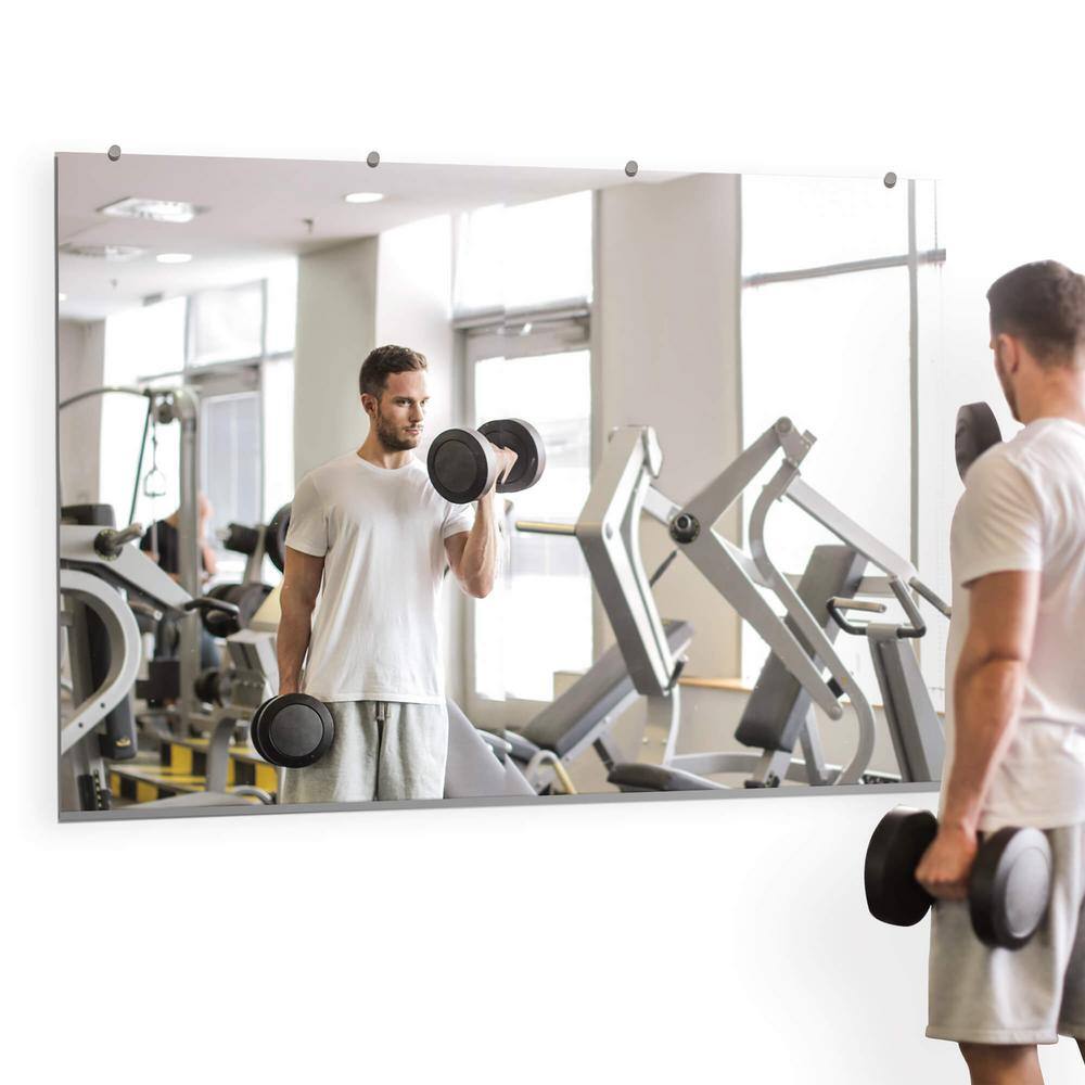 Home Gym Mirrors,12''x10'' Glass Wall Mirror Tiles 16 PCS,Large Full Body  Mirror
