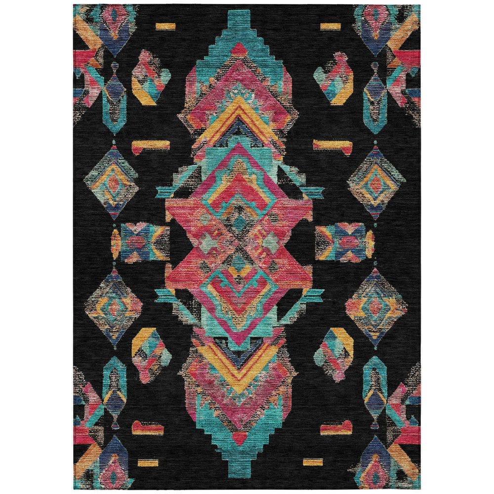 Chantille Machine Washable Indoor/Outdoor Abstract ACN2661 Black 3 ft. x 5 ft. Area Rug price history on PriceWatchPro