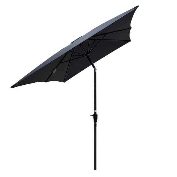 GAWEZA 9 ft. x 6 ft. Rectangular Steel Market Tilt Patio Umbrella in Anthracite Outdoor Table Umbrella with Crank for Deck Pool