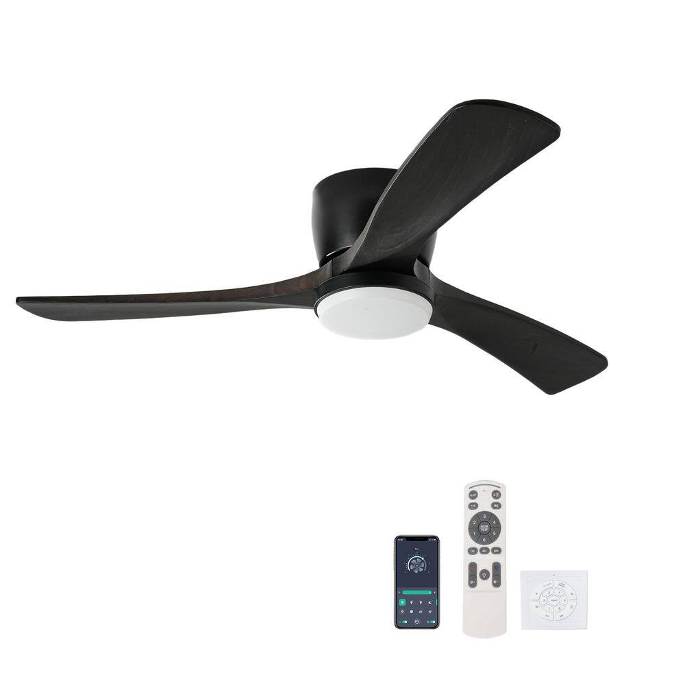 42 in. Black Solid Wood Blade Flush Mount Standard Ceiling Fan with Reversible DC Motor and APP Remote Control price history on PriceWatchPro
