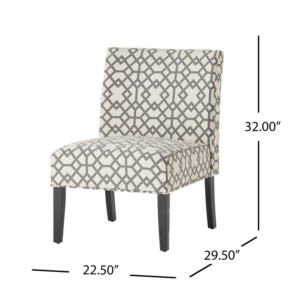 Set of 2 Kassi Gray Fabric Upholstered Wood Slipper Accent Chairs