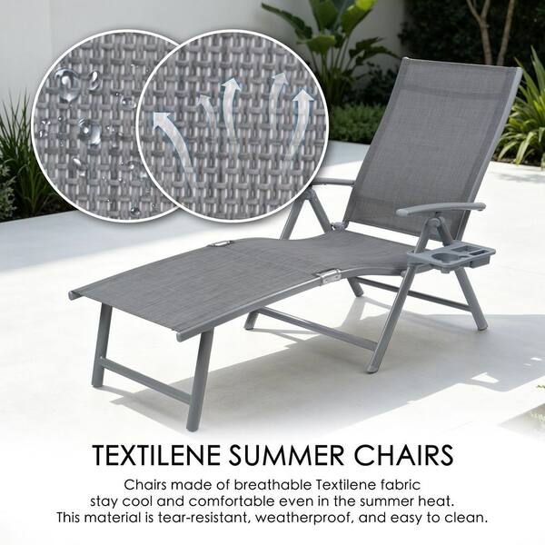 KOZYARD Cozy Gray Adjustable Foldable Reclining Aluminum Outdoor