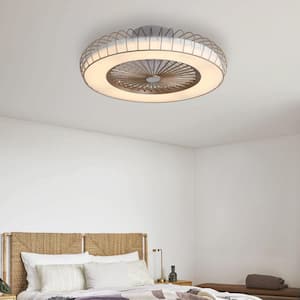 20 in. Gold Cage Flush Mount Ceiling Fan with LED Light, Phone Control, 3 Speed, Timing, Brightness Adjustable