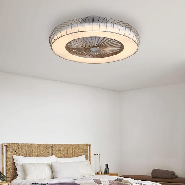 Magic Home 20 in. Gold Cage Flush Mount Ceiling Fan with LED Light ...