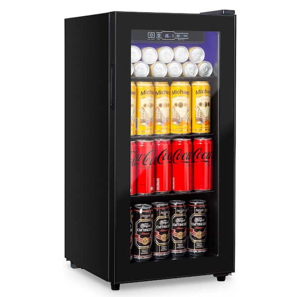 16 in. Single Zone 135 Cans Beverage Cooler in Black with Double Glazed Door, Door Locks, 32°F - 65°F