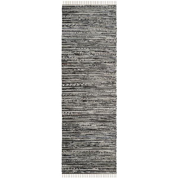 SAFAVIEH Rag Rug Gray 2 ft. x 5 ft. Striped Runner Rug