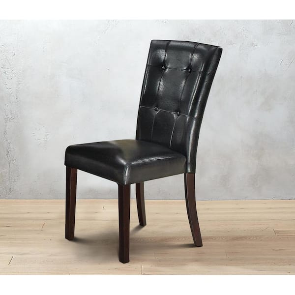 leather button dining chairs