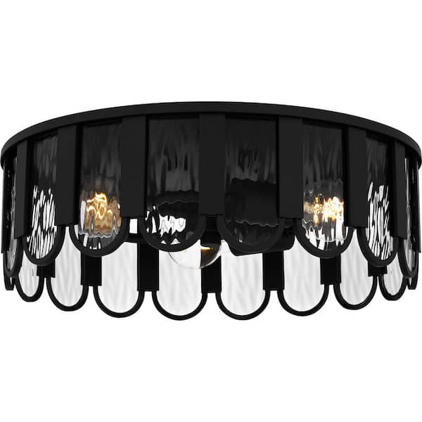 Quoizel Vera 16 in. 3-Light Matte Black Flush Mount