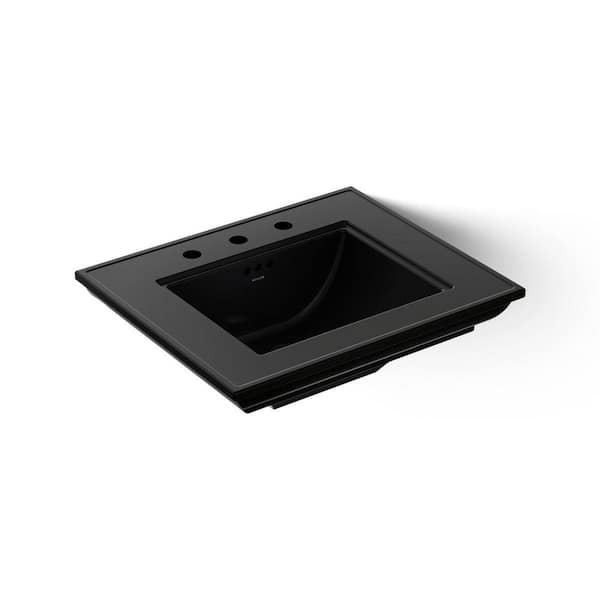 Memoirs 24.5 in. x 20.5 in. Console Sink in Black Black Fireclay