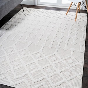 Peralta Moroccan Diamond Ivory 5 ft. x 8 ft. Indoor/Outdoor Area Rug