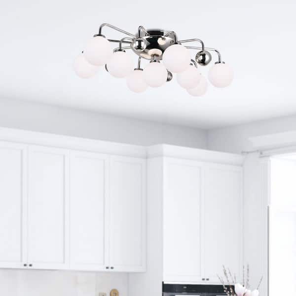 Element 9 Light Flush Mount With Polished Nickel Finish