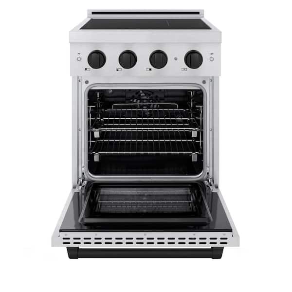 Autograph 24 in. 3.2 cu. ft. Paramount Induction Range with 3 Element Cooktop in Satin Stainless with Matte Black Accent