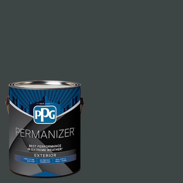 PERMANIZER 1 gal. PPG14-05 Dark As Night Semi-Gloss Exterior Paint