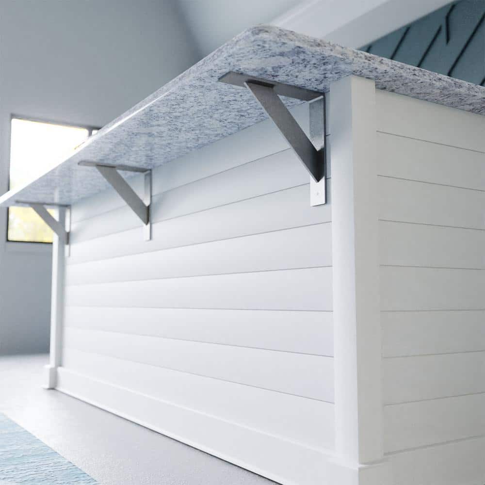 Hammered White Steel Bracket for Shelves and Countertops