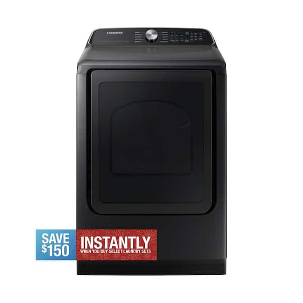 7.4 cu. ft. Vented Smart Gas Dryer with Steam Sanitize Plus in Brushed Black