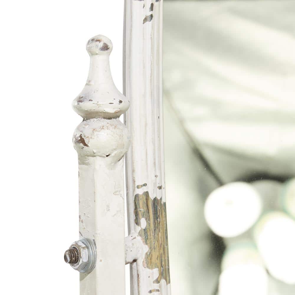 Vintage White Distressed Metal Oval Cheval Mirror