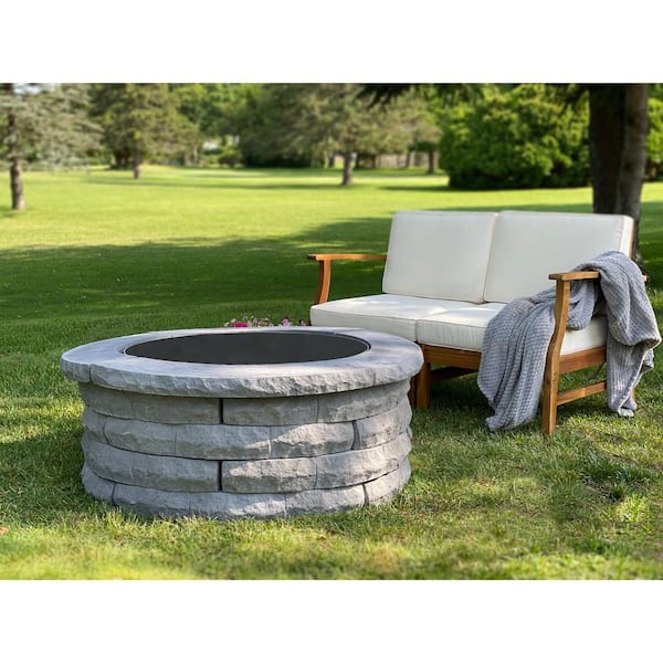 Ledgestone 47 in. x 18 in. Round Concrete Wood Fuel Fire Pit Ring Kit Gray