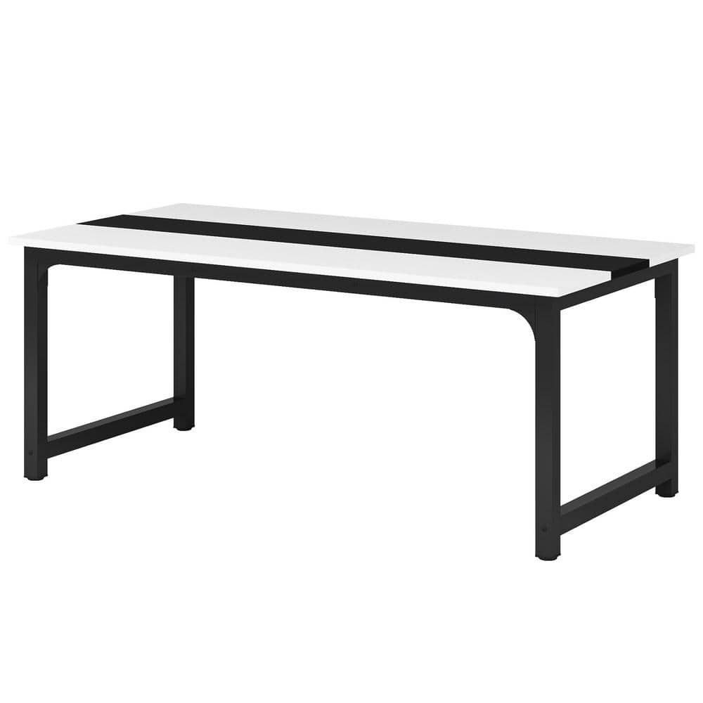 Roesler Modern White Engineered Wood 71 in. 4 Legs Dining Table Seats 8 for Dining Room Kitchen Living Room