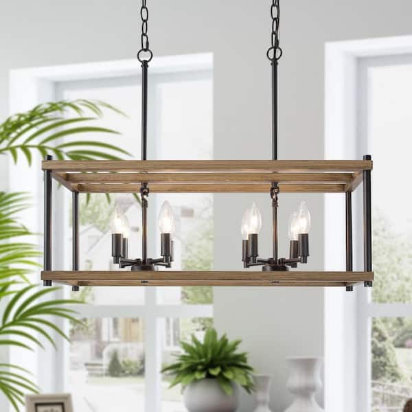 Lnc Eniso 8 Light Black Modern Farmhouse Kitchen Island Chandelier Open Cage Dining Table Pendant With Pine Accent J2qvrzhd1367487 The Home Depot Lnc Eniso 8 Light Black Modern, Farm Table Island