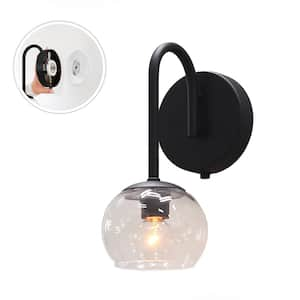 Belford 5 in. Plug and Play 1-Light Matte Black Wall Sconce with Sky Plug