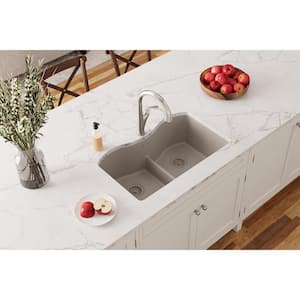 Quartz Classic  33in. Undermount 2 Bowl  Greige Granite/Quartz Composite Sink Only and No Accessories