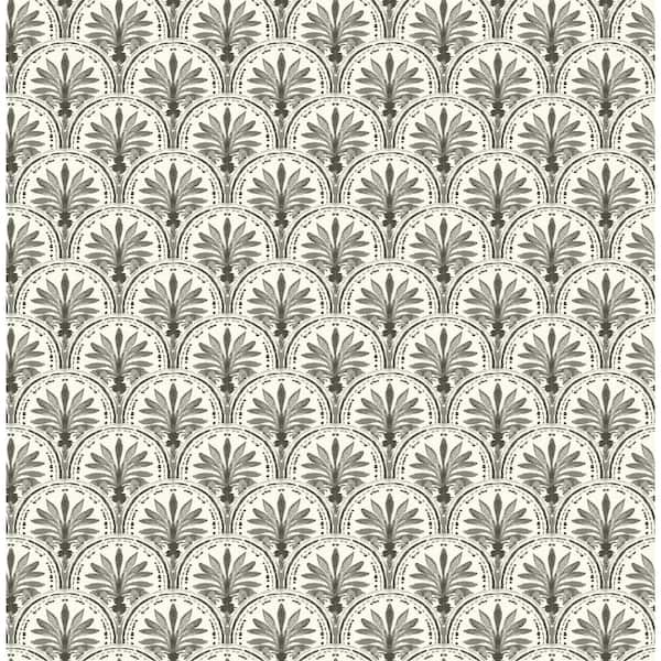 Tommy Bahama Scalloping Charcoal Vinyl Peel and Stick Wallpaper Roll (Covers 30.75 sq. ft.)