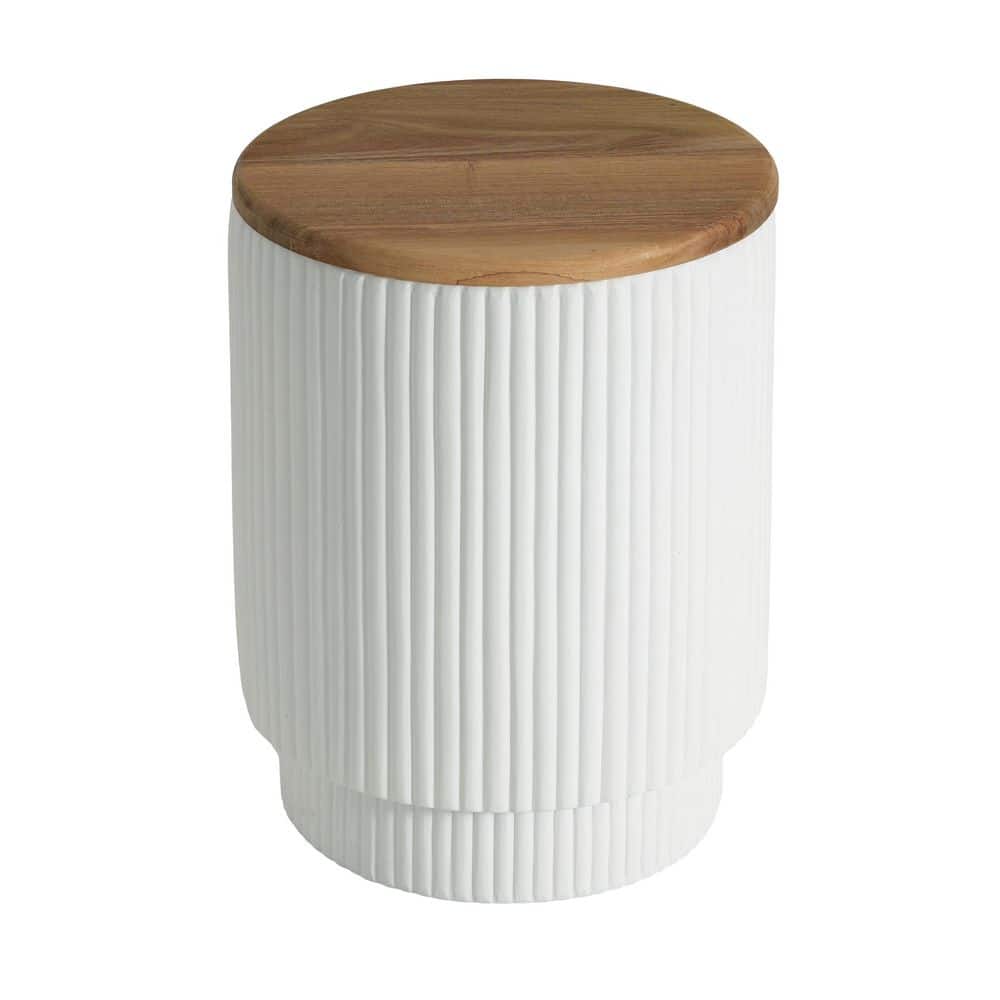 Javon White Magnesium Oxide (MGO) Indoor/Outdoor Patio Round Side Table with Storage price history on PriceWatchPro