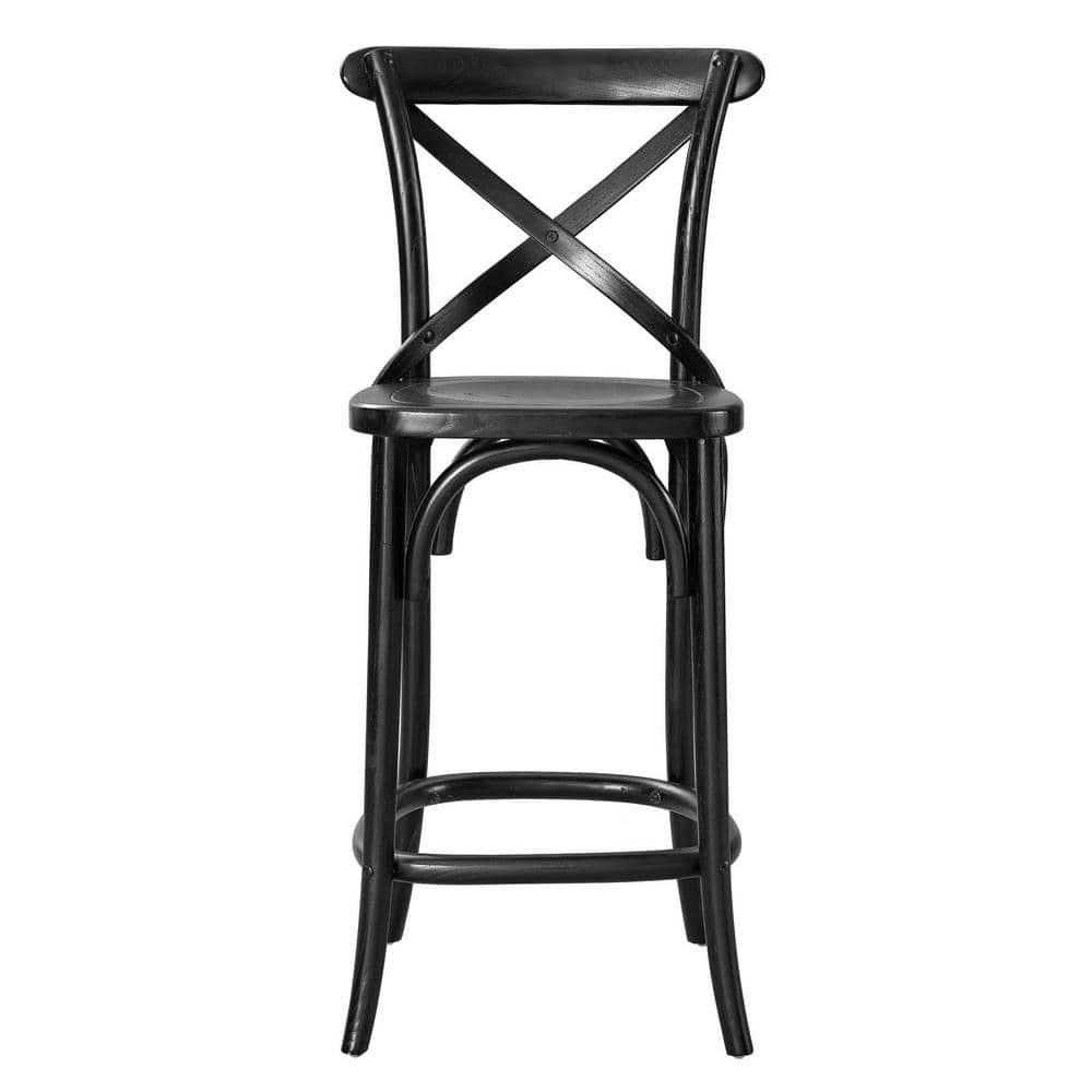 Modern Farmhouse Elm Wood Gear Counter Stool in Black