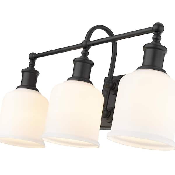 Unbranded - Bryant 24 in. 3-Light Matte Black Vanity Light with Glass Shade